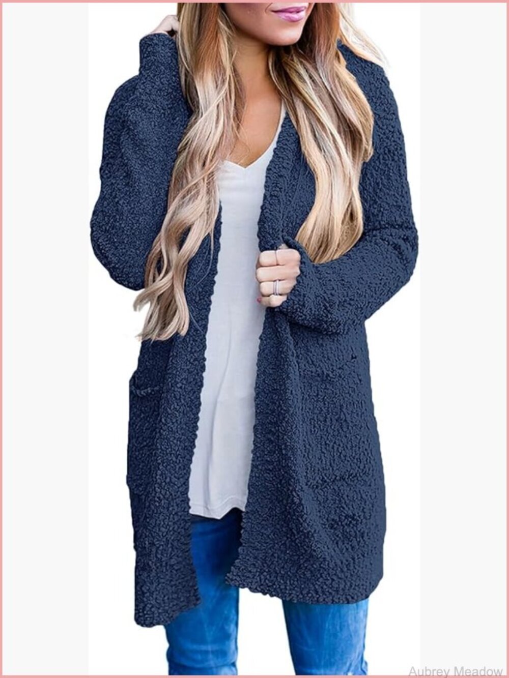 Chunky Knit Cardigan Sweater with Pockets Long Sleeve Open Front
